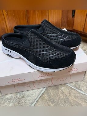 Easy Spirit Traveltime Slip-On Clogs Mules Black Sneakers Women’s 10 W Wide
